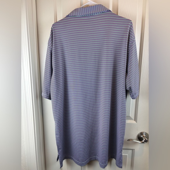Peter Millar Polo Shirt Mens Large Navy Stripe Golf Active Stretch xl - Picture 4 of 6